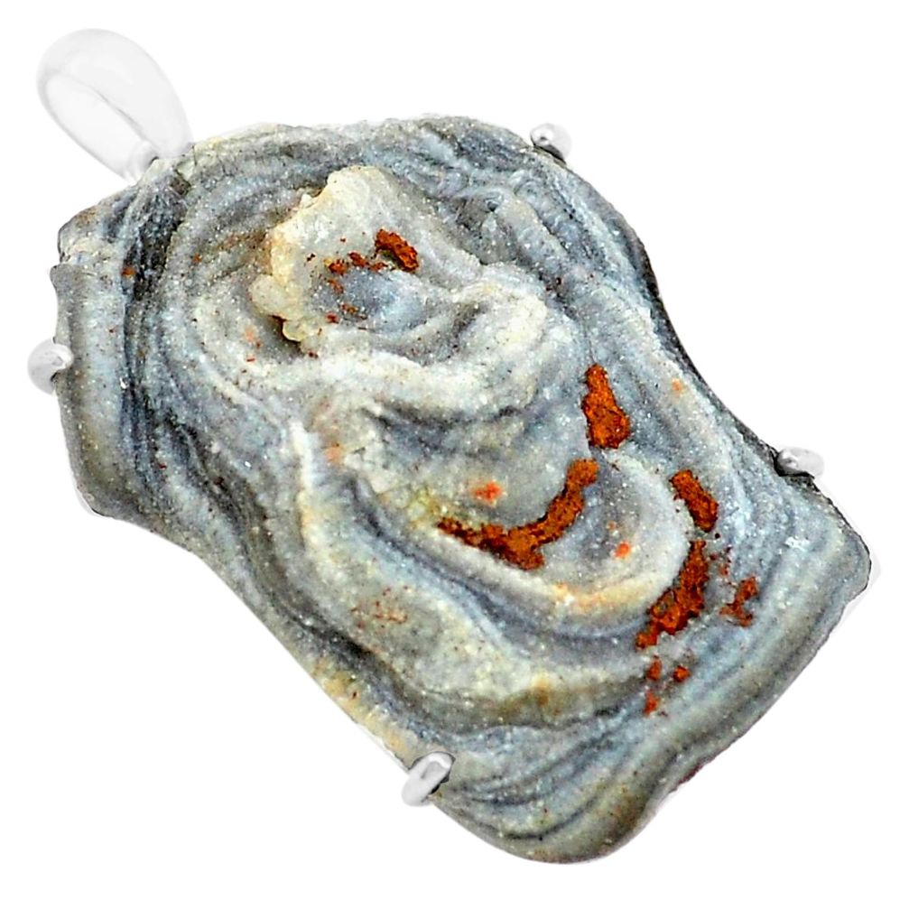 cts natural grey desert druzy (chalcedony rose) pendant p74138