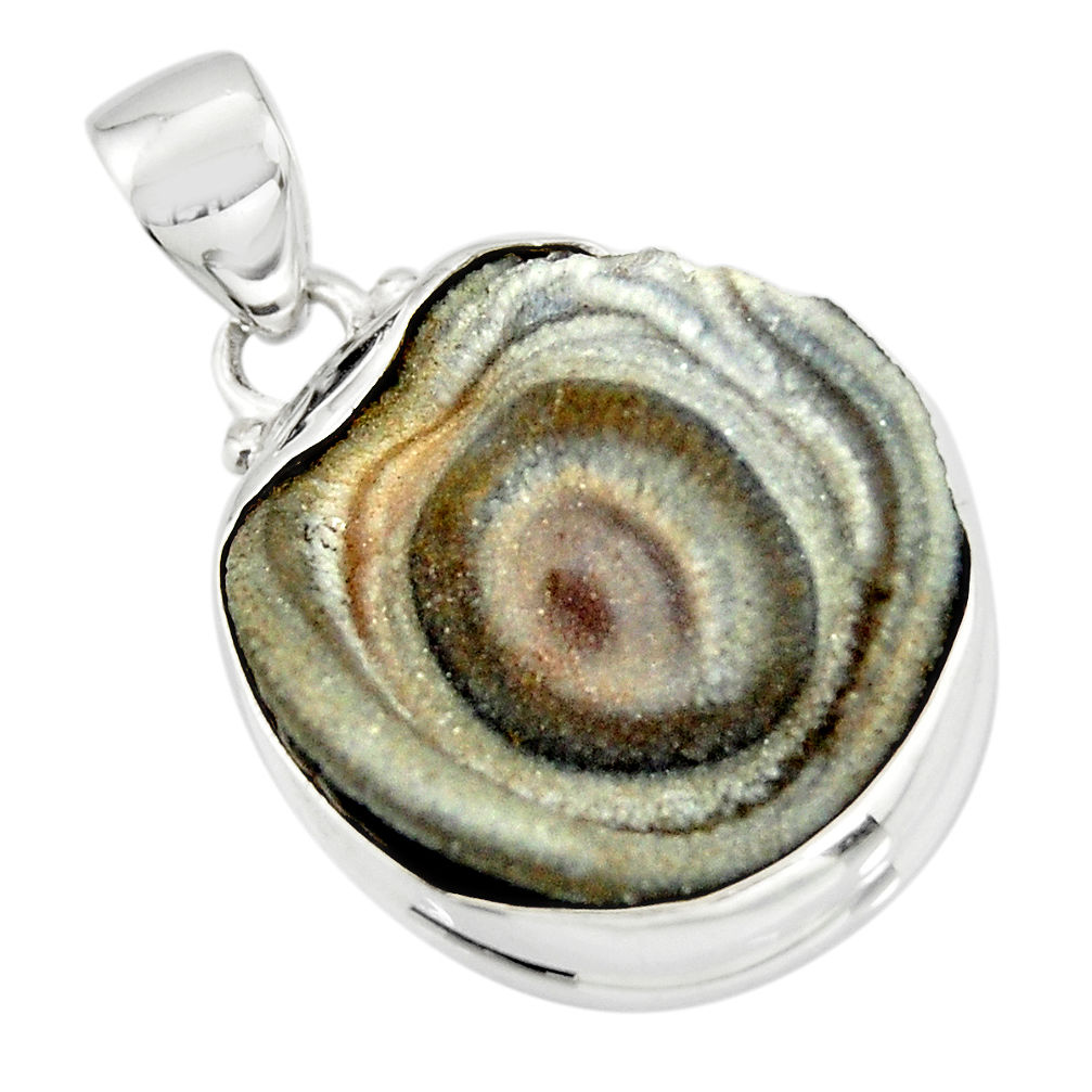 925 silver 18.25cts natural grey desert druzy (chalcedony rose) pendant r20746