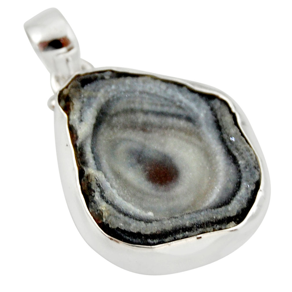 925 silver 22.59cts natural grey desert druzy (chalcedony rose) pendant r33644