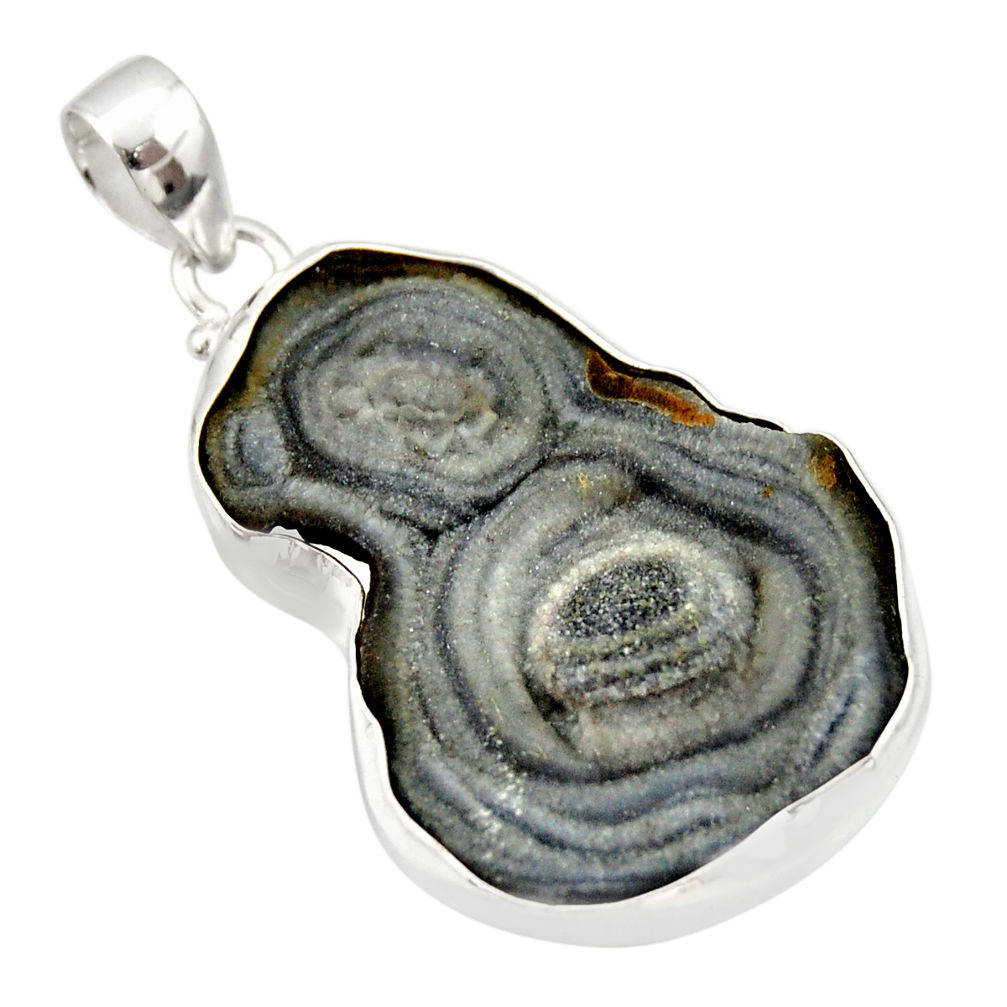 925 silver 24.33cts natural grey desert druzy (chalcedony rose) pendant r33660