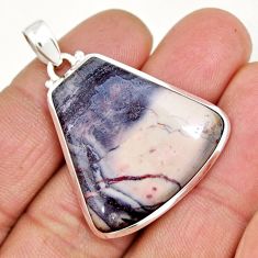 925 silver 23.87cts natural grey porcelain jasper (sci fi) fancy pendant y9239