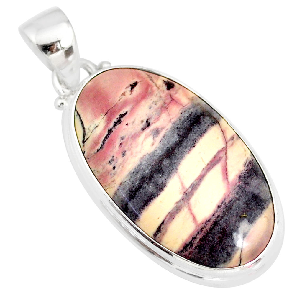 925 silver 16.20cts natural grey porcelain jasper (sci fi) oval pendant r83440