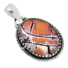 925 silver 14.47cts natural grey sonoran dendritic rhyolite oval pendant n29142