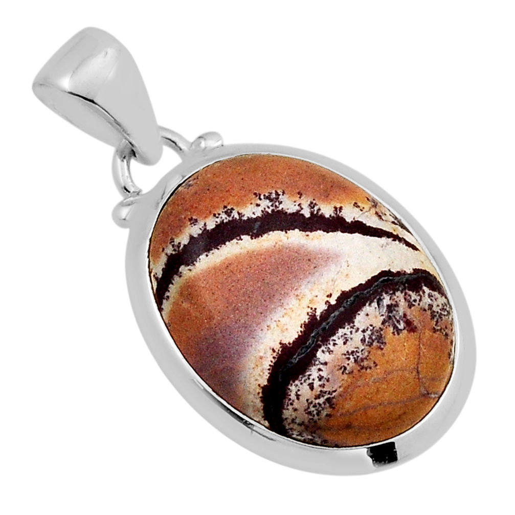925 silver 13.08cts natural grey sonoran dendritic rhyolite oval pendant n6193