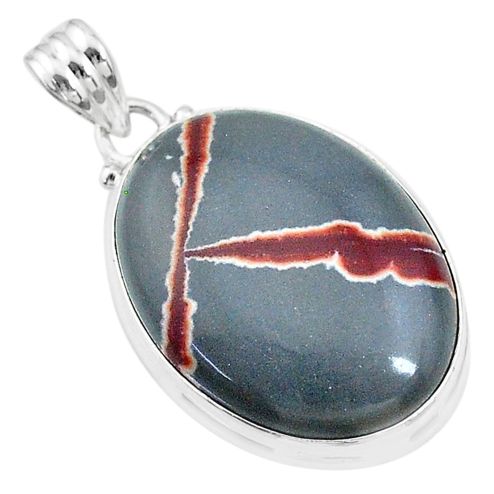 925 silver 23.30cts natural grey sonoran dendritic rhyolite oval pendant t18343