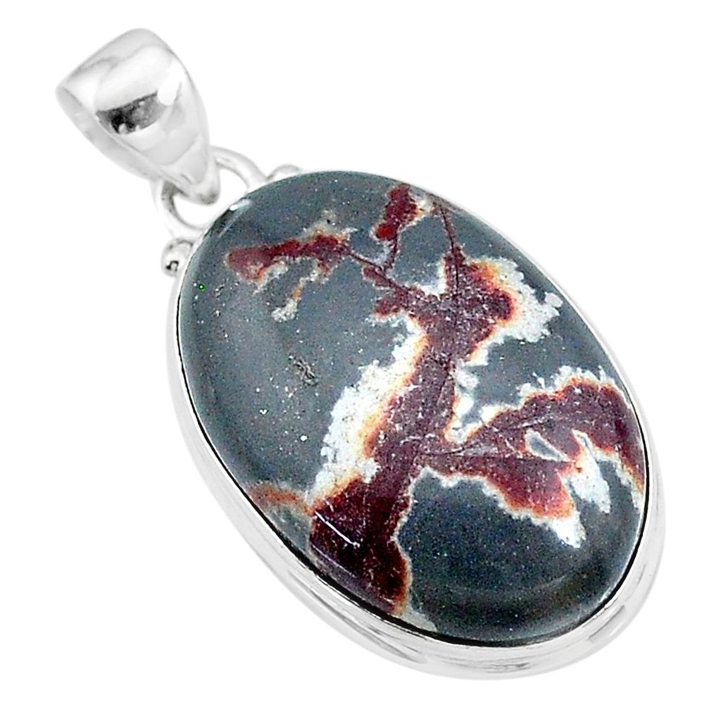 925 silver 19.23cts natural grey sonoran dendritic rhyolite oval pendant t18374