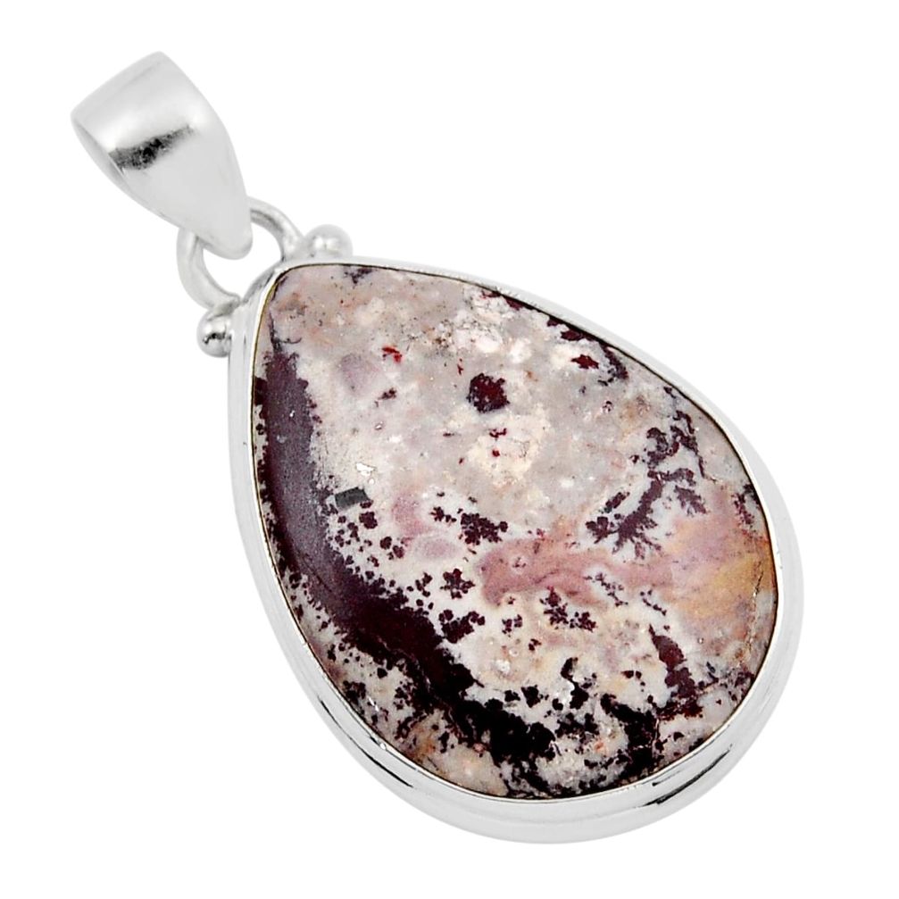 925 silver 17.57cts natural grey sonoran dendritic rhyolite pear pendant y42254
