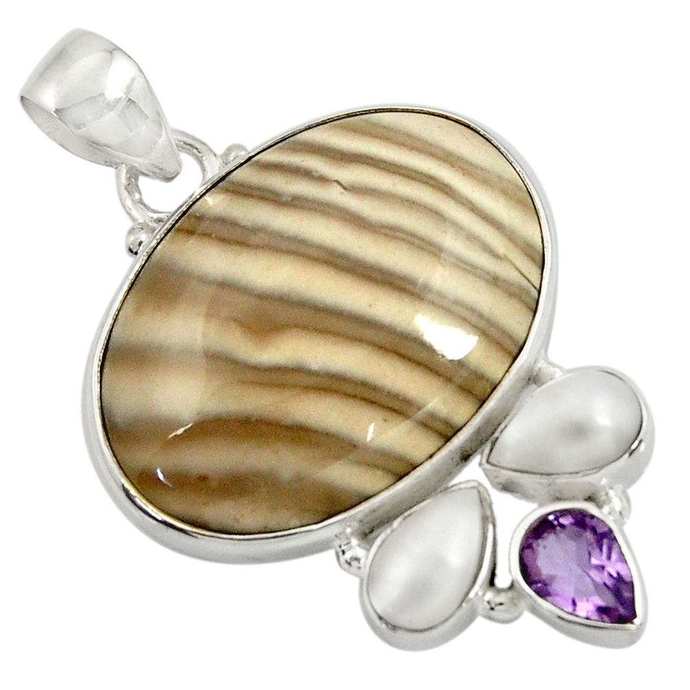 cts natural grey striped flint ohio amethyst pendant d41551