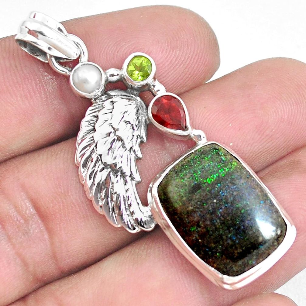 cts natural honduran matrix opal red garnet pendant p46744