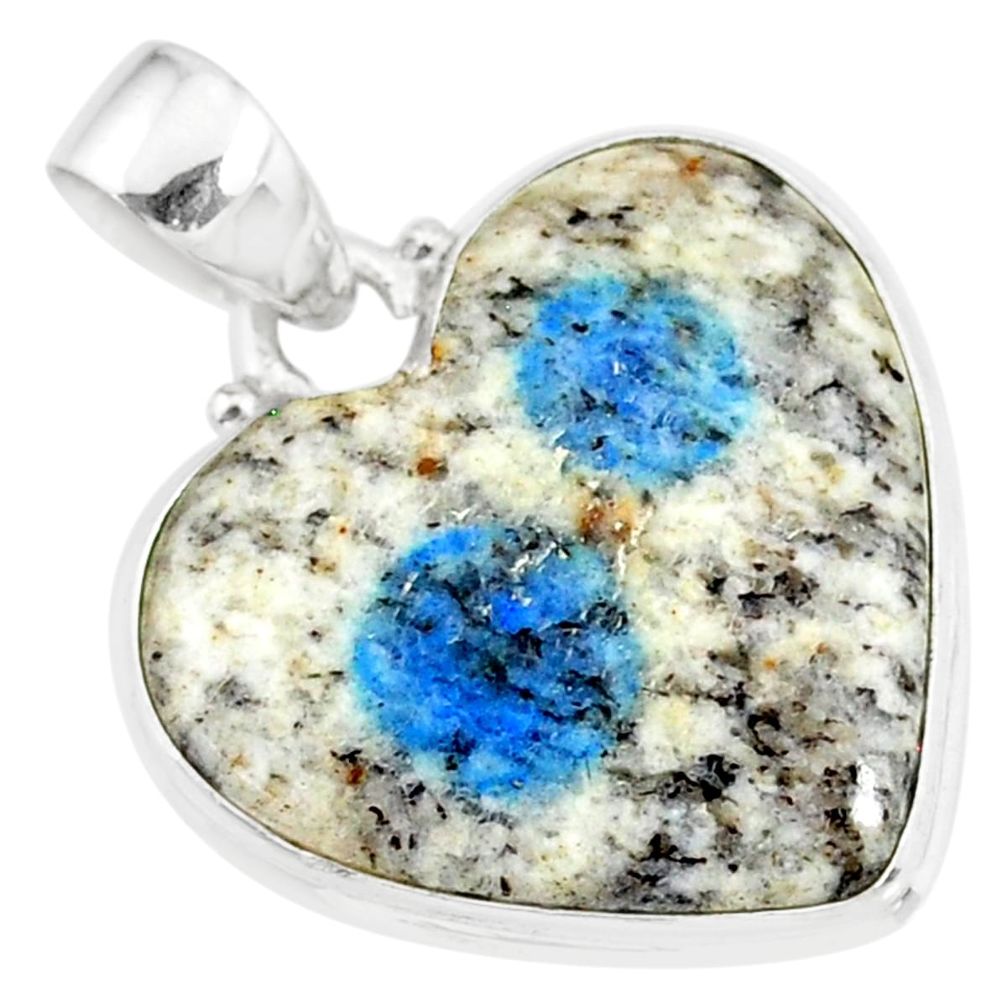 925 silver 14.12cts natural k2 blue (azurite in quartz) heart pendant r86294