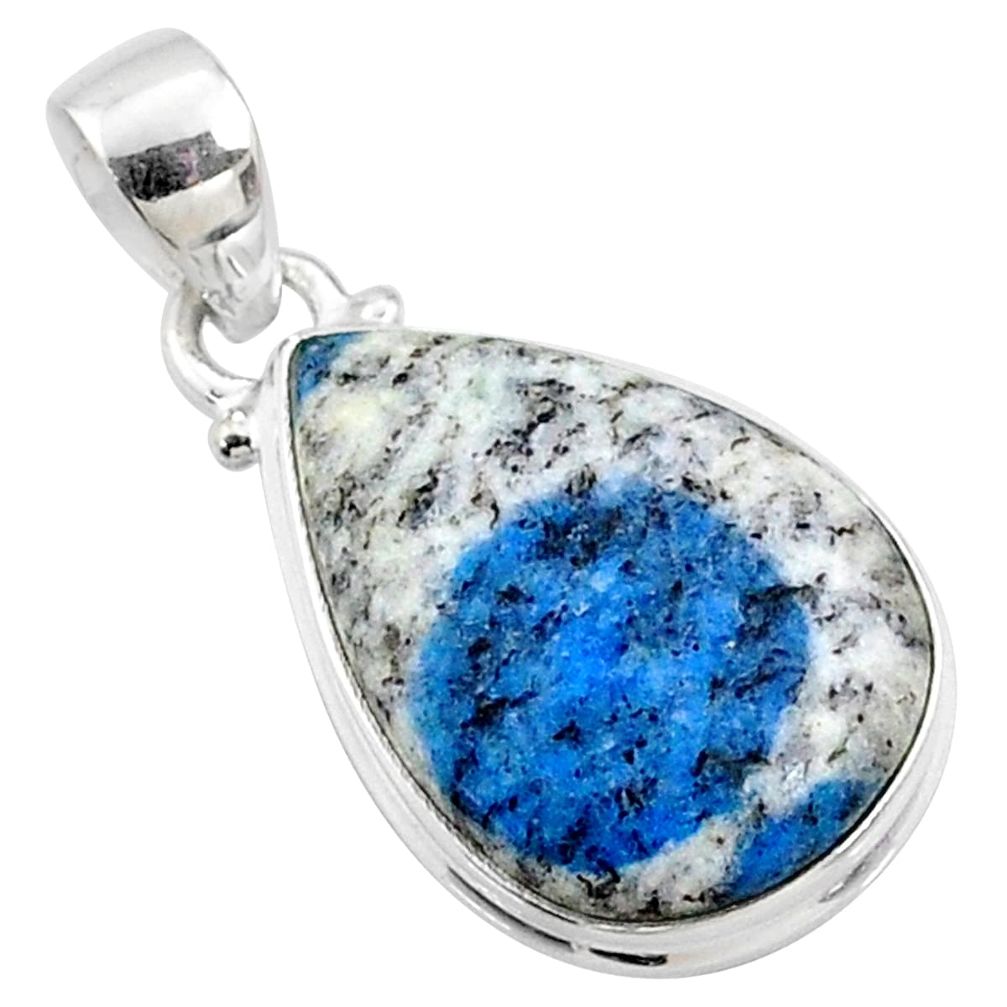 925 silver 13.70cts natural k2 blue (azurite in quartz) pear pendant r66268