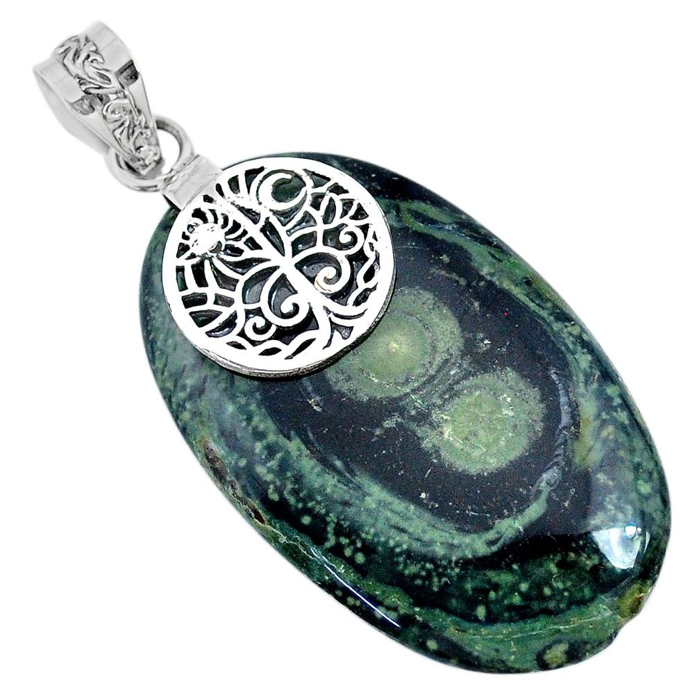 925 silver 34.85cts natural kambaba jasper (stromatolites) oval pendant r74426