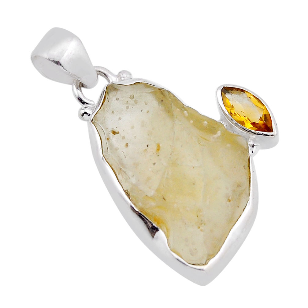 925 Silver Natural Libyan Desert Glass (gold Tektite) Pendant