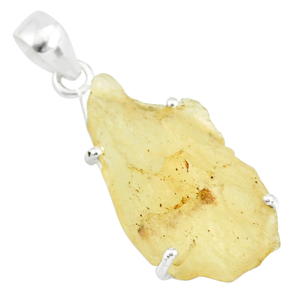 925 silver 18.12cts natural libyan desert glass (gold tektite) pendant r84391