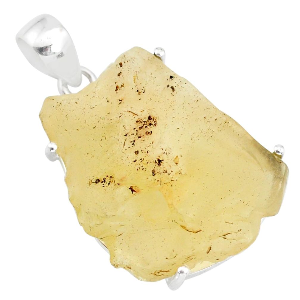 925 silver 30.39cts natural libyan desert glass (gold tektite) pendant r84395