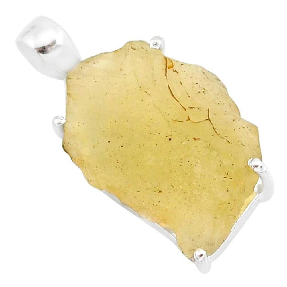 925 silver 21.05cts natural libyan desert glass (gold tektite) pendant r84412