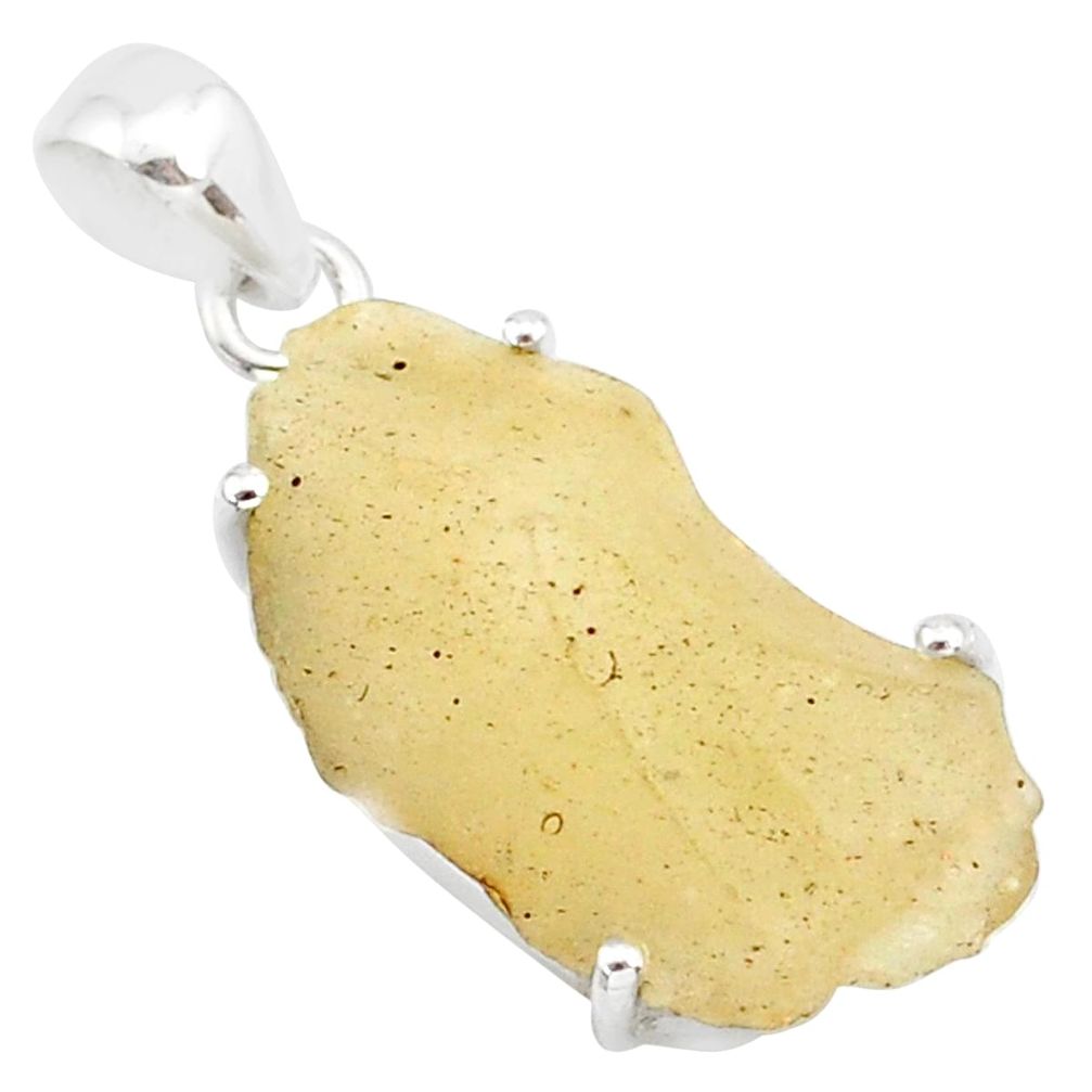 925 silver 16.49cts natural libyan desert glass (gold tektite) pendant r84418