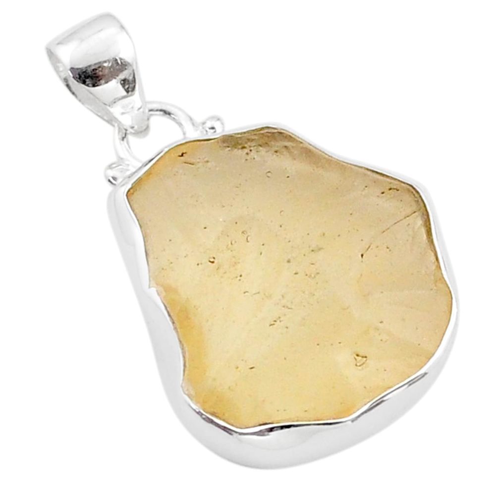 925 silver 11.09cts natural libyan desert glass (gold tektite) pendant t71295