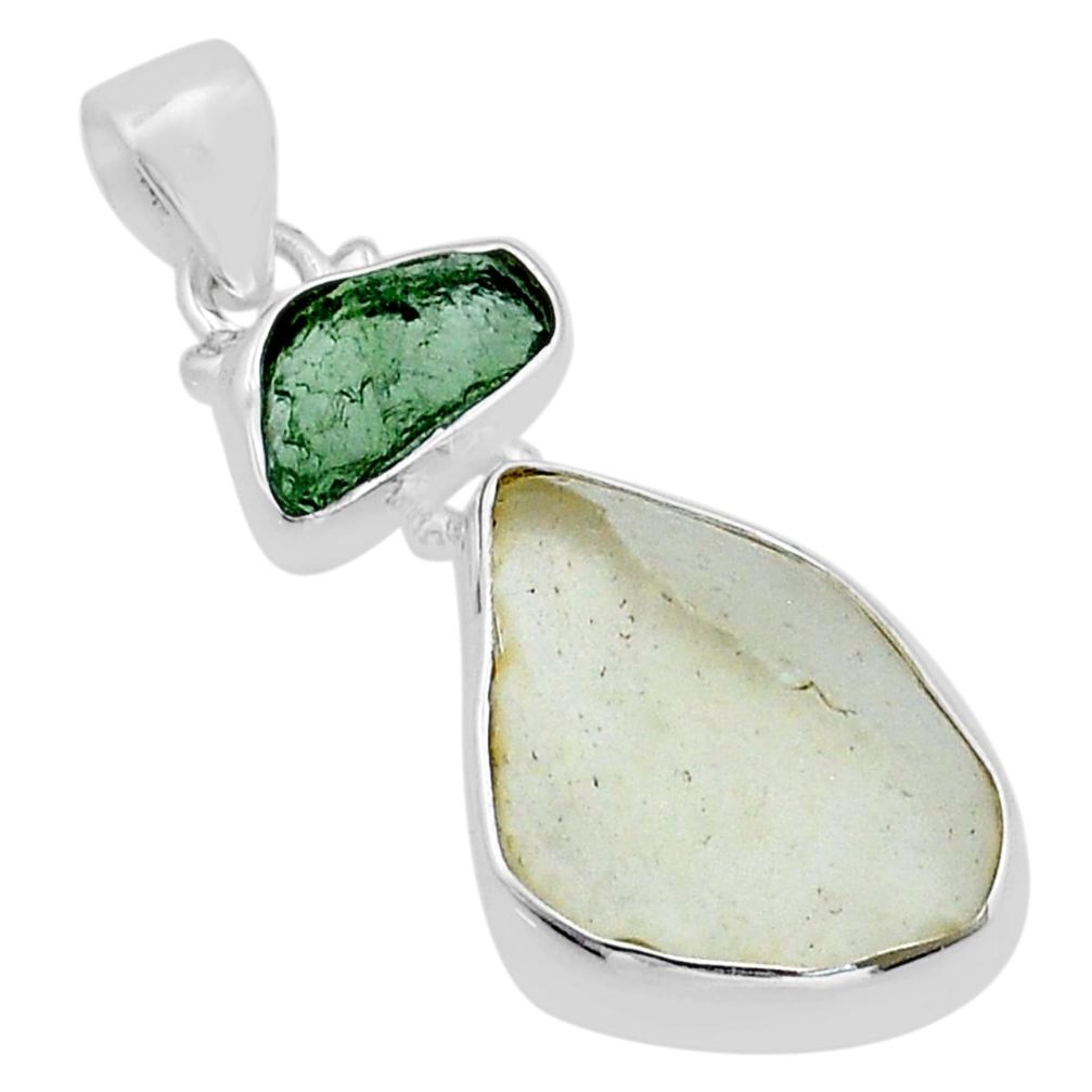 925 silver 10.19cts natural libyan desert glass fancy moldavite pendant u91518