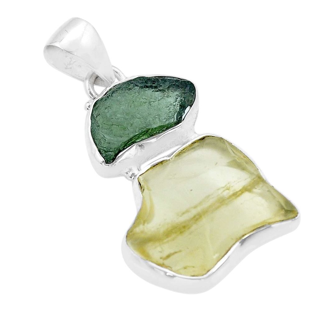 925 silver 12.03cts natural libyan desert glass moldavite fancy pendant u78291