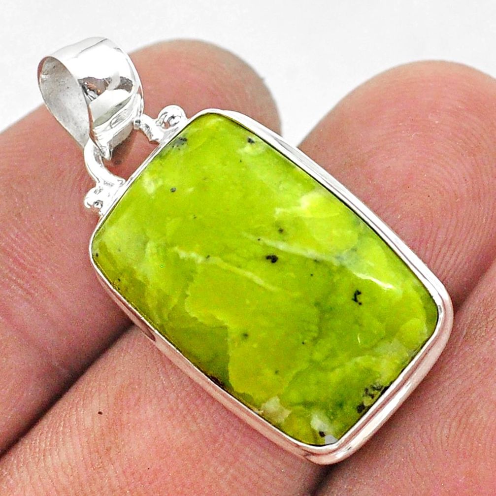 925 silver 14.72cts natural lizardite (meditation stone) octagan pendant t42659