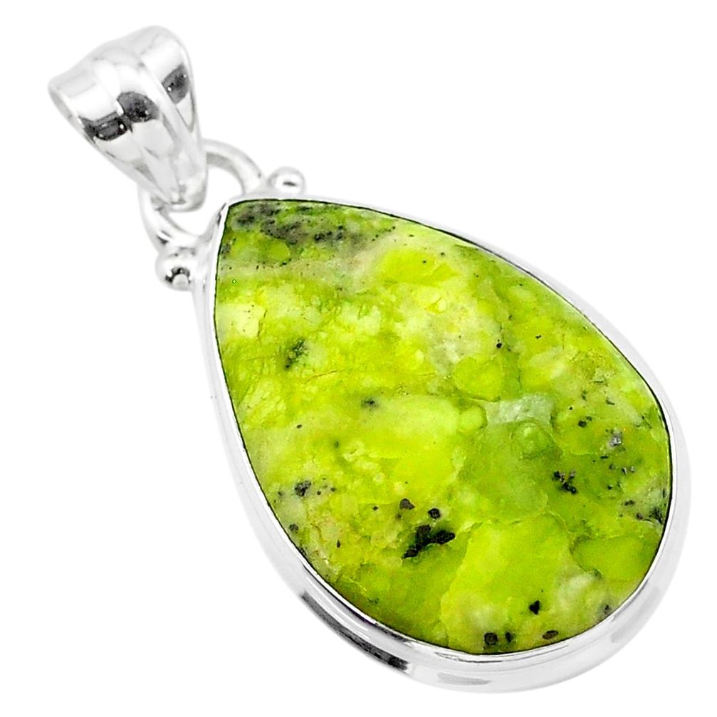 925 silver 13.12cts natural lizardite (meditation stone) pear pendant t26506