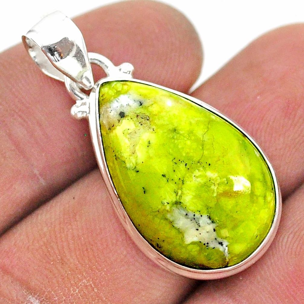 925 silver 14.18cts natural lizardite (meditation stone) pear pendant t42643