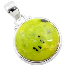 925 silver 15.08cts natural lizardite (meditation stone) round pendant t77617