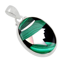 925 silver 15.91cts natural malachite (pilot's stone) pearl onyx pendant y94126