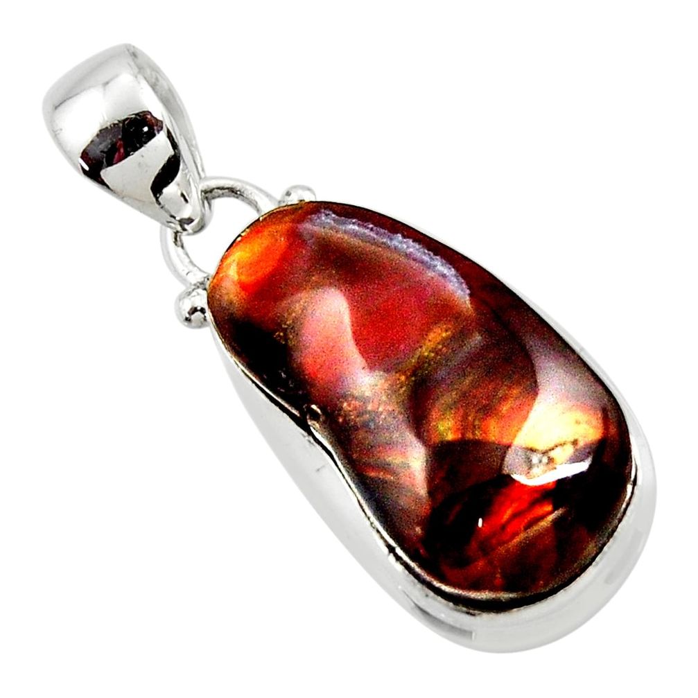 925 silver 13.09cts natural mexican fire agate fancy pendant r50048