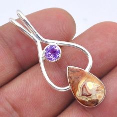 925 silver 4.31cts natural mexican laguna lace agate amethyst pendant u61795