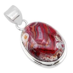 925 silver 13.09cts natural mexican laguna lace agate oval shape pendant y44017