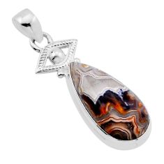 925 silver 14.47cts natural mexican laguna lace agate rough pear pendant n51526