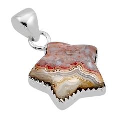 925 silver 12.22cts natural mexican laguna lace agate star fish pendant n10088