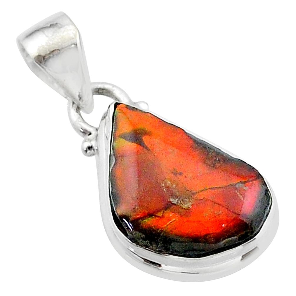 925 silver 8.45cts natural multi color ammolite (canadian) fancy pendant t39518