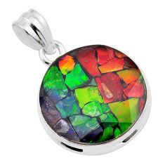925 silver 15.10cts natural multi color ammolite (canadian) fancy pendant y42467