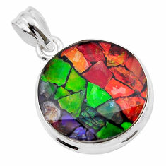 925 silver 15.31cts natural multi color ammolite (canadian) fancy pendant y42476