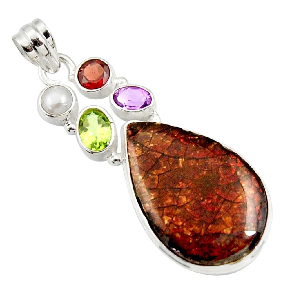 cts natural multi color ammolite (canadian) pearl pendant d44674