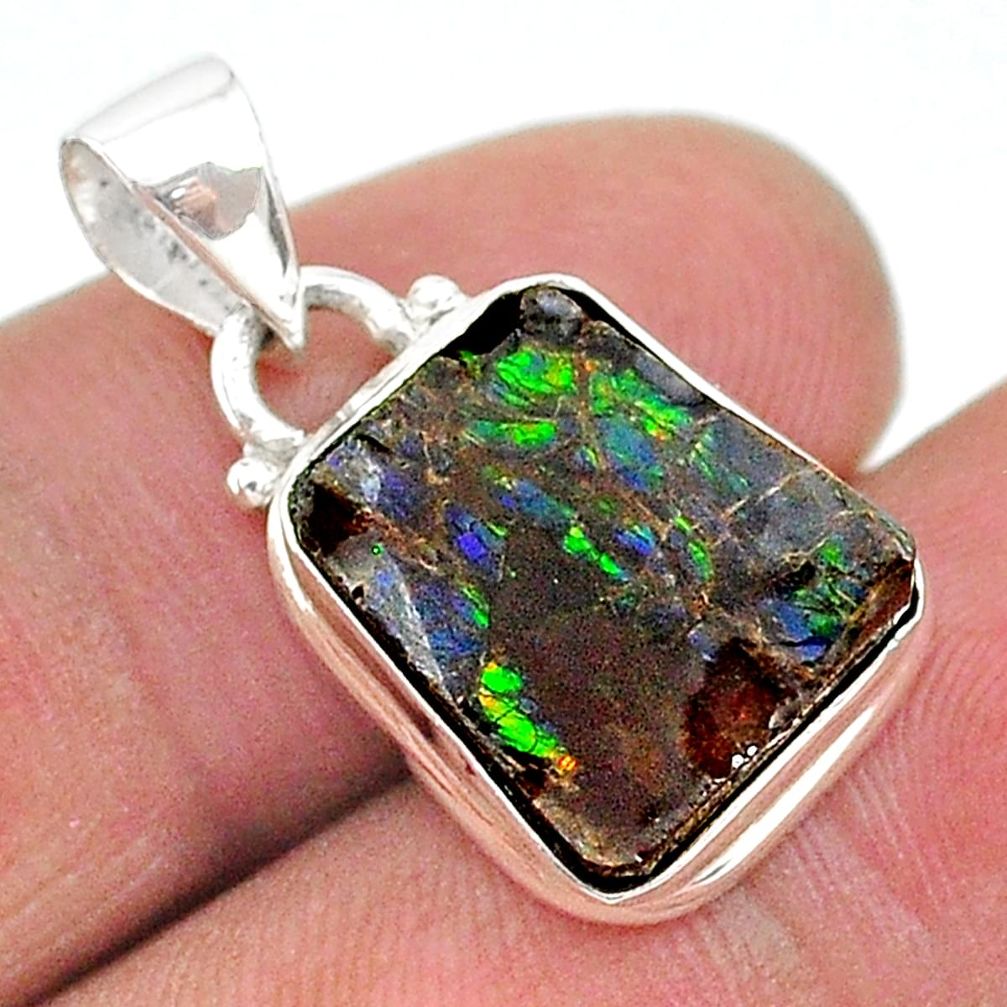 925 silver 7.66cts natural multi color ammolite (canadian) pendant t18952