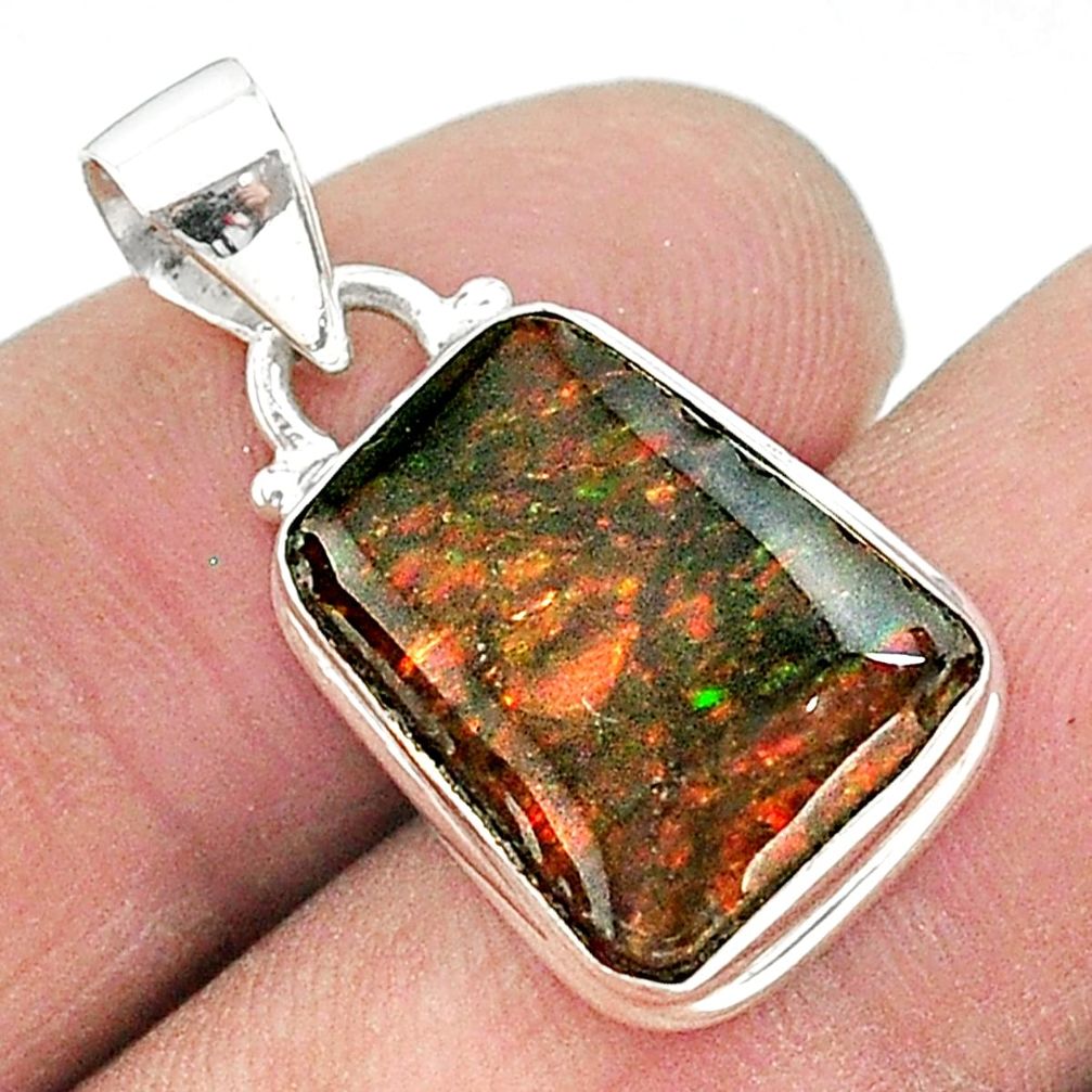 925 silver 7.63cts natural multi color ammolite (canadian) pendant t18972