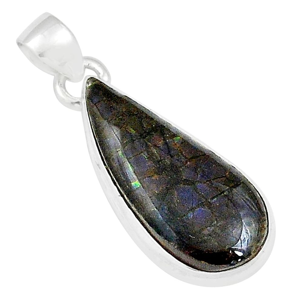 925 silver 6.85cts natural multi color ammolite (canadian) pendant u59023