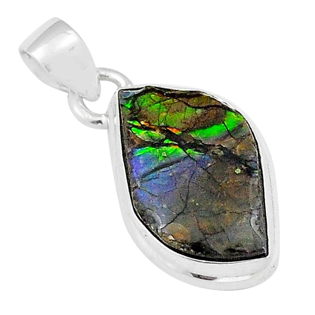 925 silver 6.78cts natural multi color ammolite (canadian) pendant u59048