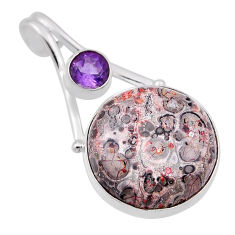 925 silver 14.14cts natural multi color birds eye purple amethyst pendant n29366