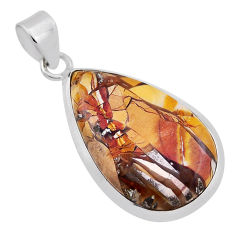 925 silver 14.09cts natural multi color brecciated jasper pear pendant n35047