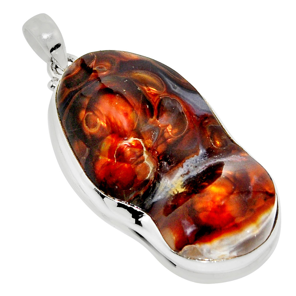 925 silver 41.99cts natural multi color mexican fire agate fancy pendant n36943
