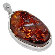 925 silver 37.31cts natural multi color mexican fire agate fancy pendant n36950