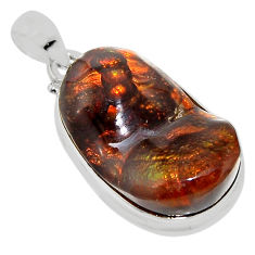 925 silver 17.95cts natural multi color mexican fire agate fancy pendant n36972