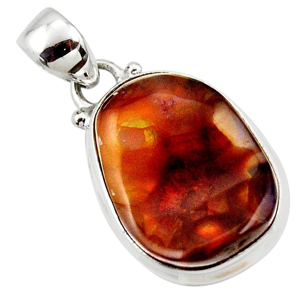 925 silver 14.14cts natural multi color mexican fire agate fancy pendant r50071