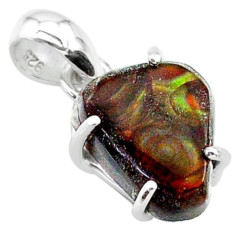 925 silver 9.18cts natural multi color mexican fire agate fancy pendant t20696