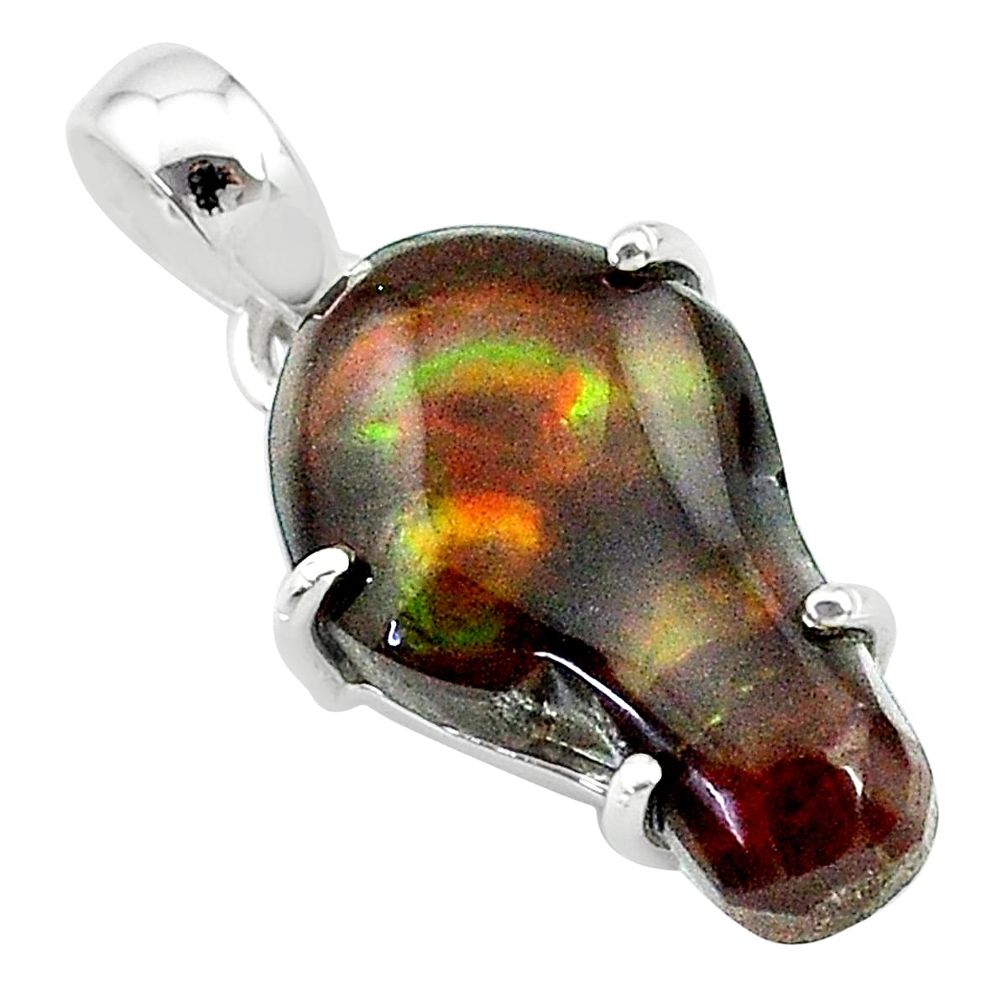 925 silver 10.65cts natural multi color mexican fire agate fancy pendant t20708